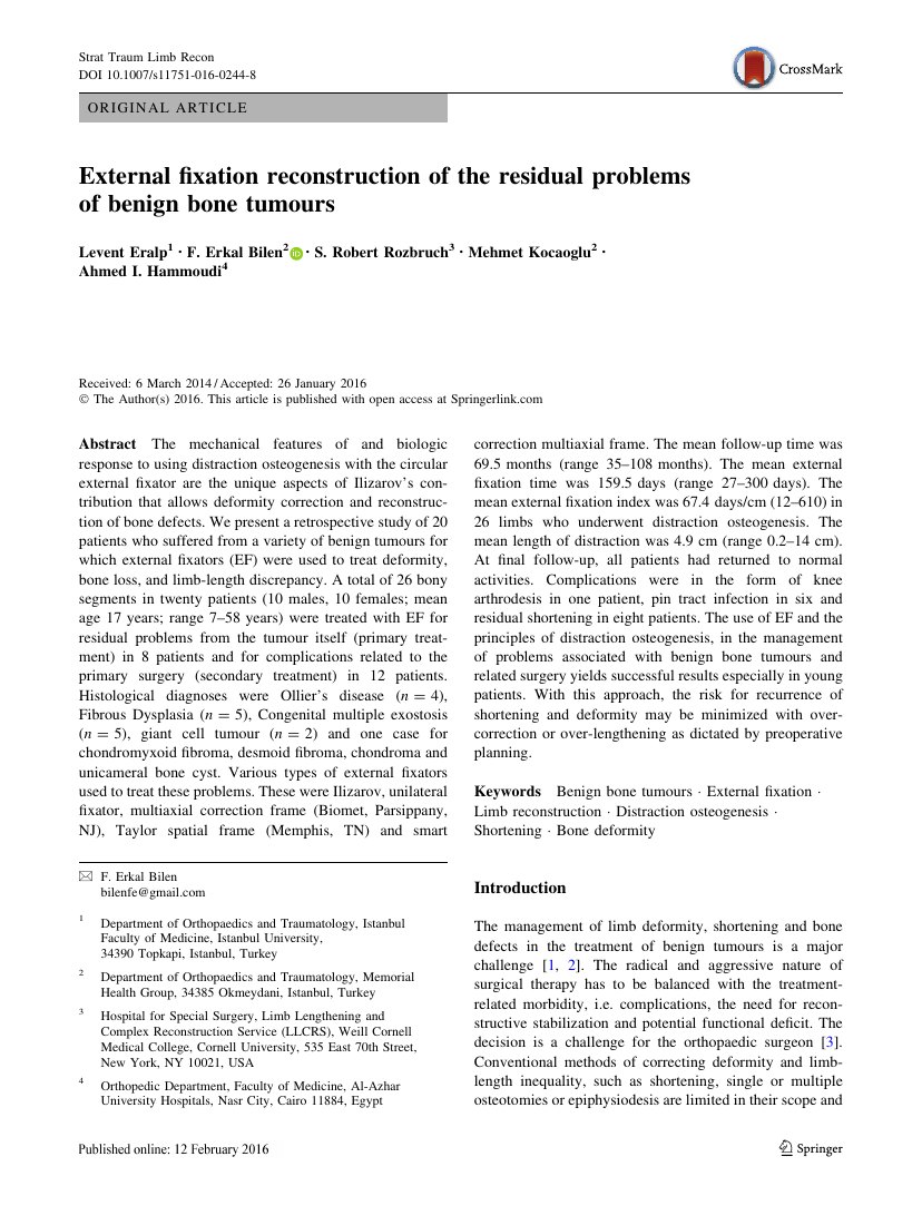 Erratum to: External fixation reconstruction of the residual problems of benign bone tumours — ilk sayfa